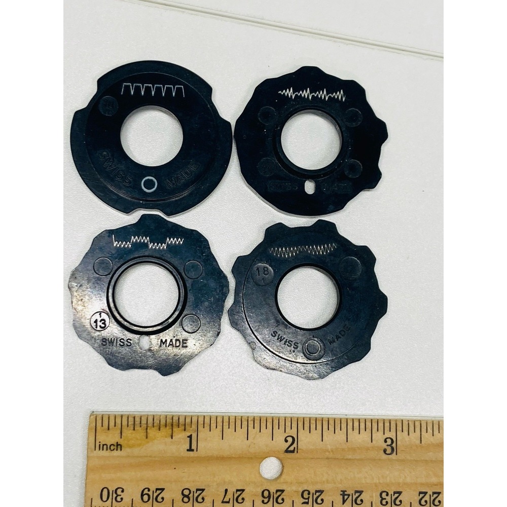 4 Vintage Elna Sewing Machine Stitch Pattern Disc Cam SwissMade #10 #11 #13 #18